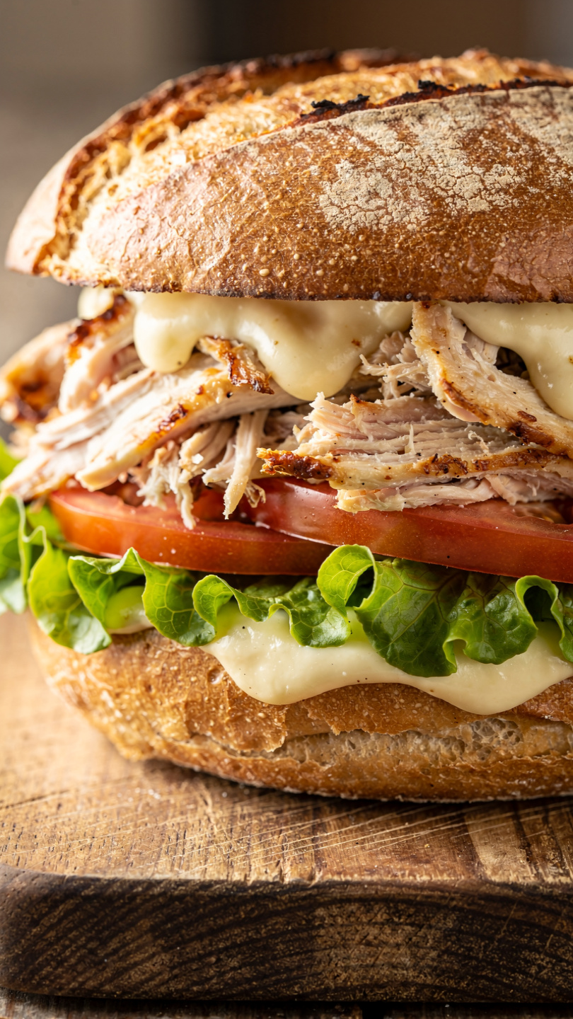Rotisserie Chicken Sandwich with Bacon Ranch and Crispy Toppings