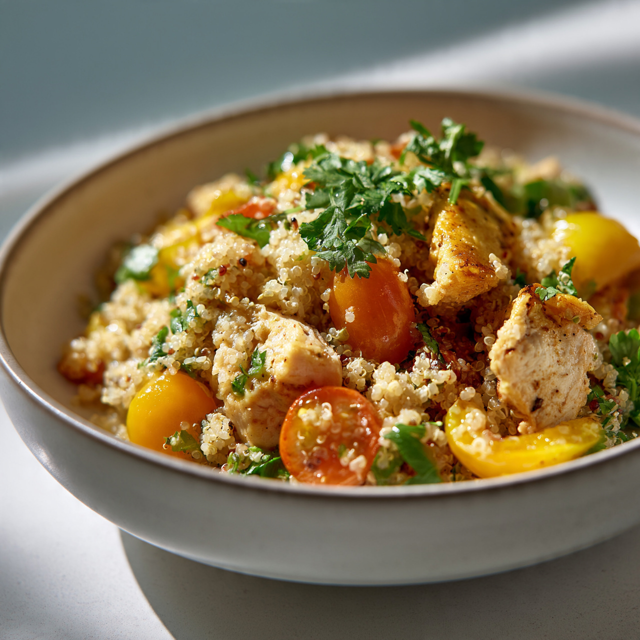 Mediterranean Quinoa and Chicken Bowl