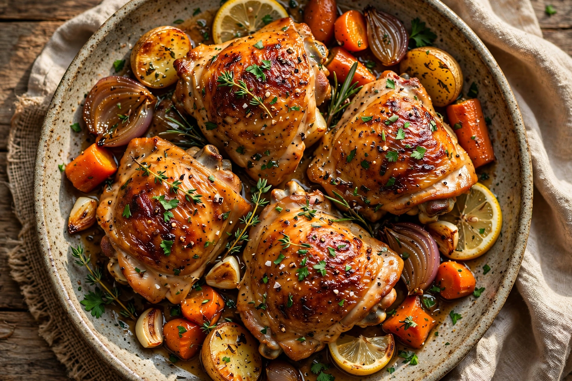 Rustic Slow Cooker Chicken Thighs
